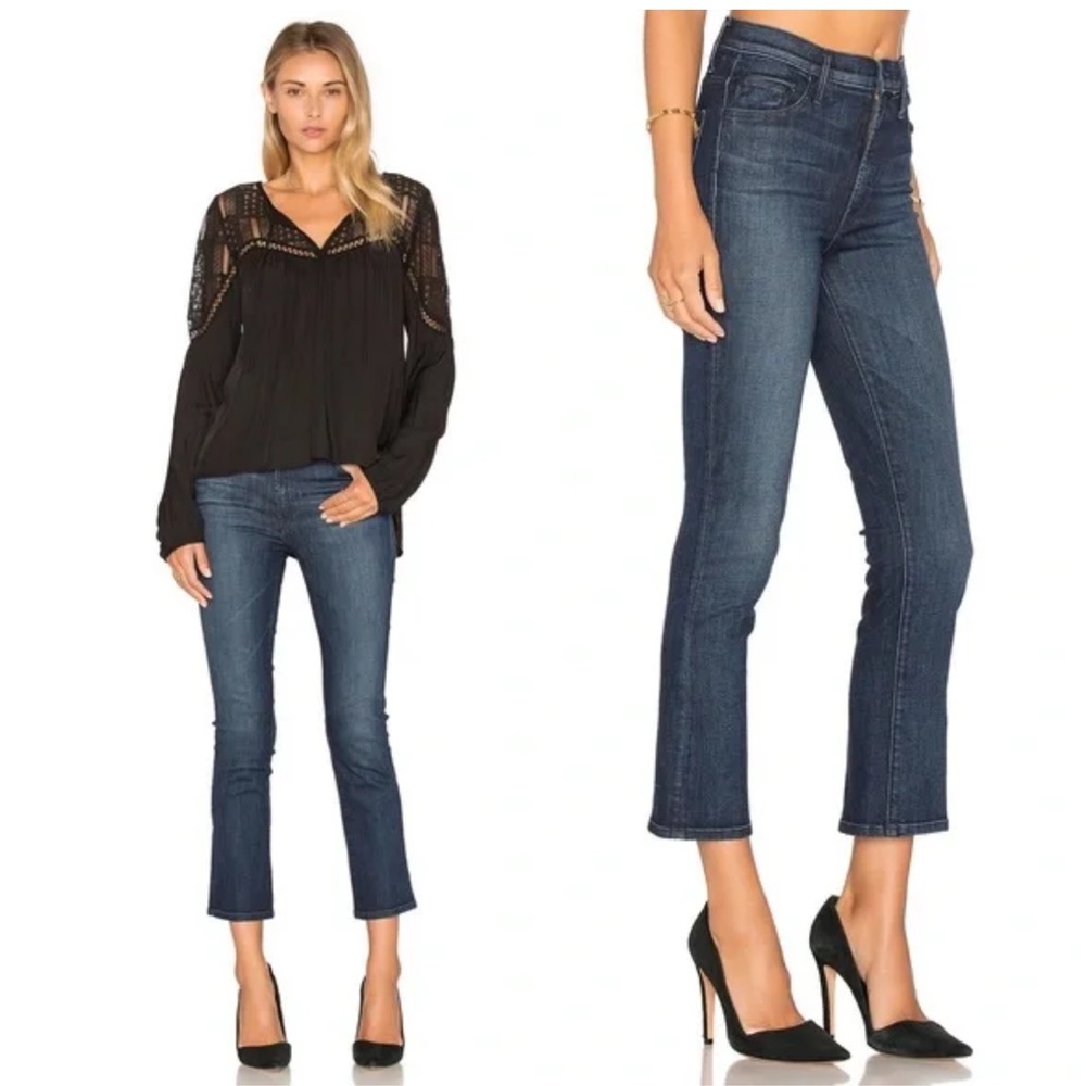 MOTHER Blue Ankle Cropped Jeans with Flare